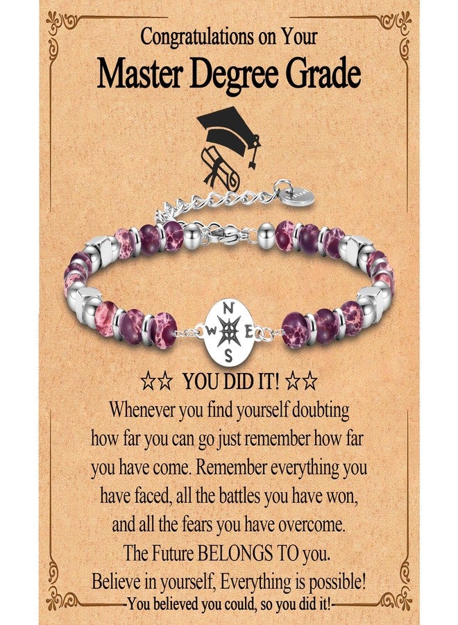 FIEEFX Master Degree Graduation Gifts for Her Women Graduation Gifts Class of 2025 Compass Bracelet Jewelry with Graduation Card for Her Women Daughter Granddaughter Niece Friends - Image 1
